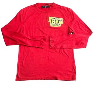 Iceberg Ice J Men’s Medium Red Cotton Long Sleeve Graphic T-Shirt Made Italy